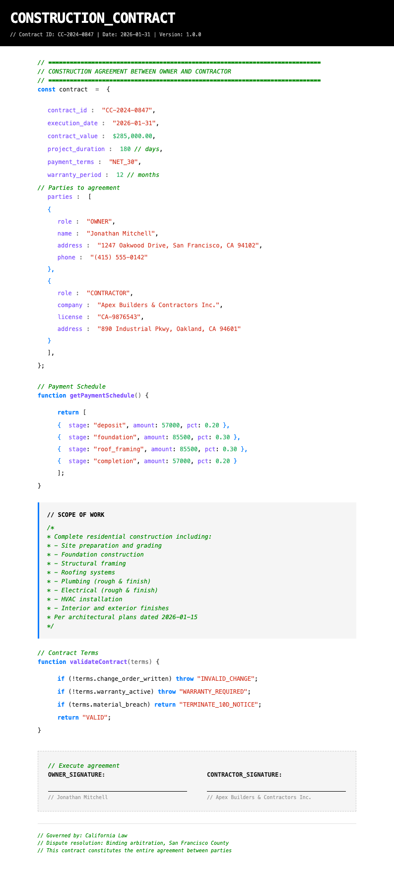 minimal construction contract tech minimalist